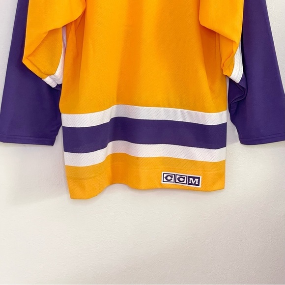 Vintage CCM NHL LA Kings Hockey Jersey Air-Knit Crown Logo Yellow Purple Medium - Picture 6 of 15